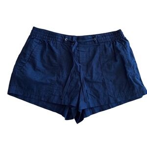 GAP Women‎ Navy Blue Linen Blend Drawstring Waist Micro Shorts New With Tags L